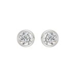 LADIES SOLITAIRE EARRINGS 3CT ROUND DIAMOND 14K WHITE GOLD
