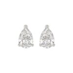 LADIES SOLITAIRE EARRINGS 4.00CT PEAR DIAMOND 14K WHITE GOLD