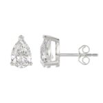 LADIES SOLITAIRE EARRINGS 4.00CT PEAR DIAMOND 14K WHITE GOLD - Image 2