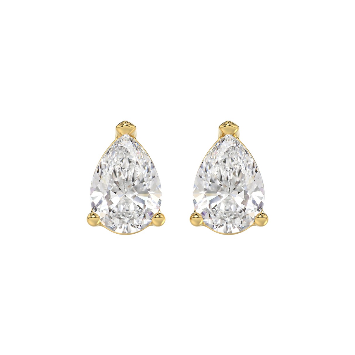 LADIES SOLITAIRE EARRINGS 4.00CT PEAR DIAMOND 14K YELLOW GOLD 1 LADIES SOLITAIRE EARRINGS 4.00CT PEAR DIAMOND 14K YELLOW GOLD - Image 1