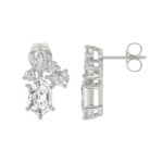 14K WHITE GOLD 1 1/2CT ROUND/MARQUISE/PEAR/HEXAGON STEP CUT LADIES EARRINGS - Image 2
