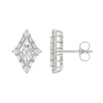 14K WHITE GOLD 1 1/4CT ROUND/BAGUETTE/KITE STEP CUT DIAMOND LADIES EARRINGS - Image 2
