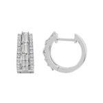 14K WHITE GOLD 1.00CT ROUND/BAGUETTE DIAMOND LADIES EARRINGS - Image 2