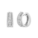 14K WHITE GOLD 1.00CT ROUND/BAGUETTE DIAMOND LADIES EARRINGS - Image 3