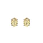 14K WHITE GOLD 2.00CT YELLOW OVAL DIAMOND LADIES EARRINGS