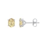 14K WHITE GOLD 2.00CT YELLOW OVAL DIAMOND LADIES EARRINGS - Image 2