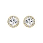 14K YELLOW GOLD 2 1/4CT ROUND DIAMOND LADIES EARRINGS