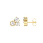 Classic 10K Yellow Gold  Round Lab Grown Diamond Ladies Fashion Earring 3/4Ct (Color F-G -Clarity Vs1/Vs2) - Image 2