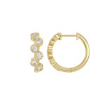 Elegant Ladies 10K Yellow Gold 3/4CT Round Lab Grown Diamond Fancy Hoop Earrings  (Color F-G -Clarity VS1/VS2) - Image 2