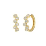 Elegant Ladies 10K Yellow Gold 3/4CT Round Lab Grown Diamond Fancy Hoop Earrings  (Color F-G -Clarity VS1/VS2) - Image 3