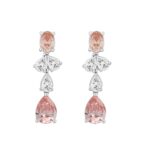 ETERNAL BLUSH COLLECTION 14K WHITE GOLD 3 1/2CT PINK OVAL/ PINK PEAR DIAMOND LADIES EARRINGS