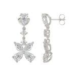 LADIES EARRINGS 3CT ROUND/MARQUISE/PEAR DIAMOND 14K WHITE GOLD - Image 2