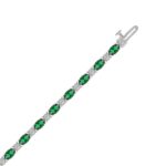 14K WHITE GOLD 6 7/8CT ROUND/EMERALD OVAL DIAMOND LADIES BRACELET (EMERALD OVAL 6 1/6CT) - Image 2