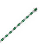 14K WHITE GOLD 6 7/8CT ROUND/EMERALD OVAL DIAMOND LADIES BRACELET (EMERALD OVAL 6 1/6CT) - Image 3