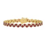 14K YELLOW GOLD 9.00CT BAGUETTE/ROUND RUBY DIAMOND LADIES BRACELET (ROUND RUBY 7 3/4CT)