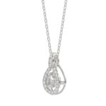 10K WHITE GOLD 3/4CT ROUND/PEAR DIAMOND LADIES PENDANT WITH CHAIN (CENTER STONE PEAR DIAMOND 1/2CT) - Image 3