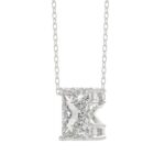 14K WHITE GOLD 1 1/2CT FANCY CUT ALPHABET DIAMOND LADIES PENDANT WITH CHAIN - Image 3