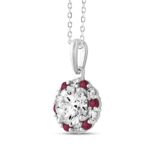 14K WHITE GOLD 1 1/3CT ROUND RUBY DIAMOND LADIES PENDANT WITH CHAIN (CENTER STONE ROUND DIAMOND 1CT) - Image 2