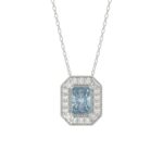 14K WHITE GOLD 1 1/4CT ROUND/BLUE EMERALD DIAMOND LADIES PENDANT WITH CHAIN (BLUE EMERALD DIAMOND 1.00CT)