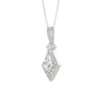 14K WHITE GOLD 1 1/4CT ROUND/KITE STEP CUT DIAMOND LADIES PENDANT - Image 3