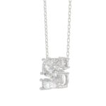14K WHITE GOLD 1 3/4CT FANCY CUT ALPHABET DIAMOND LADIES PENDANT WITH CHAIN - Image 3