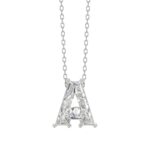 14K WHITE GOLD 1 5/8CT FANCY CUT ALPHABET DIAMOND LADIES PENDANT WITH CHAIN