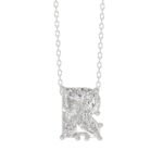 14K WHITE GOLD 1 5/8CT FANCY CUT ALPHABET DIAMOND LADIES PENDANT WITH CHAIN
