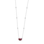 14K WHITE GOLD 2.00CT ROUND/PEAR DIAMOND LADIES NECKLACE (RUBY DIAMOND 2 STONE) - Image 3