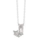 14K WHITE GOLD 7/8CT FANCY CUT ALPHABET DIAMOND LADIES PENDANT WITH CHAIN