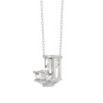 14K WHITE GOLD 7/8CT FANCY CUT ALPHABET DIAMOND LADIES PENDANT WITH CHAIN - Image 3