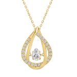 14K YELLOW GOLD 3/4CT ROUND/PEAR DIAMOND LADIES PENDANT WITH CHAIN (CENTER STONE PEAR DIAMOND 1/2CT)