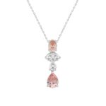 ETERNAL BLUSH COLLECTION 14K WHITE/ROSE GOLD 2.00CT PINK PEAR/OVAL/DIAMOND LADIES PENDANT WITH CHAIN