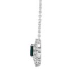 LADIES PENDANT 1CT ROUND/MARQUISE/OVAL DIAMOND 14K WHITE GOLD WITH CHAIN (CENTER STONE EMERALD OVAL DIAMOND (1 1/4CT) - Image 2