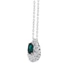 LADIES PENDANT 1CT ROUND/MARQUISE/OVAL DIAMOND 14K WHITE GOLD WITH CHAIN (CENTER STONE EMERALD OVAL DIAMOND (1 1/4CT) - Image 3