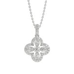 LADIES PENDANT 1CT ROUND/PEAR DIAMOND 14K WHITE GOLD