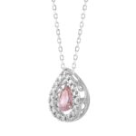 LADIES PENDANT WITH CHAIN 3/4CT ROUND/PEAR DIAMOND 14K WHITE GOLD (CENTER STONE PINK PEAR DIAMOND 1/2CT) - Image 2
