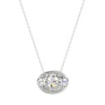 LADIES SOLITAIRE PENDANT 1CT OVAL DIAMOND 14K WHITE GOLD