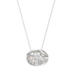 LADIES SOLITAIRE PENDANT 1CT OVAL DIAMOND 14K WHITE GOLD - Image 3