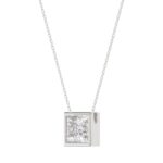 LADIES SOLITAIRE PENDANT 1CT PRINCESS DIAMOND 14K WHITE GOLD WITH CHAIN - Image 3