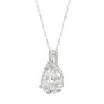 LADIES SOLITAIRE PENDANT 3CT PEAR DIAMOND 14K WHITE GOLD - Image 3