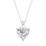 LADIES SOLITAIRE PENDANT 4.00CT HEART DIAMOND 14K WHITE GOLD