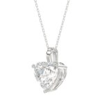 LADIES SOLITAIRE PENDANT 4.00CT HEART DIAMOND 14K WHITE GOLD - Image 3