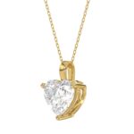 LADIES SOLITAIRE PENDANT 4.00CT HEART DIAMOND 14K YELLOW GOLD - Image 3