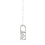 LADIES SOLITAIRE PENDANT WITH CHAIN 1 1/2CT EMERALD DIAMOND 14K WHITE GOLD - Image 2