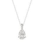 LADIES SOLITAIRE PENDANT WITH CHAIN 1 1/2CT PEAR DIAMOND 14K WHITE GOLD