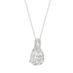 LADIES SOLITAIRE PENDANT WITH CHAIN 1 1/2CT PEAR DIAMOND 14K WHITE GOLD - Image 3