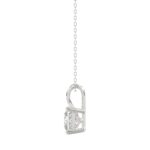 LADIES SOLITAIRE PENDANT WITH CHAIN 1 1/2CT PRINCESS DIAMOND 14K WHITE GOLD - Image 2