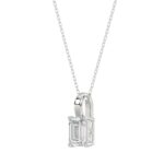 LADIES SOLITAIRE PENDANT WITH CHAIN 1CT EMERALD DIAMOND 14K WHITE GOLD - Image 3