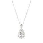 LADIES SOLITAIRE PENDANT WITH CHAIN 1CT PEAR DIAMOND 14K WHITE GOLD