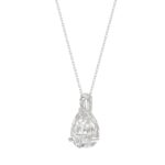 LADIES SOLITAIRE PENDANT WITH CHAIN 1CT PEAR DIAMOND 14K WHITE GOLD - Image 3
